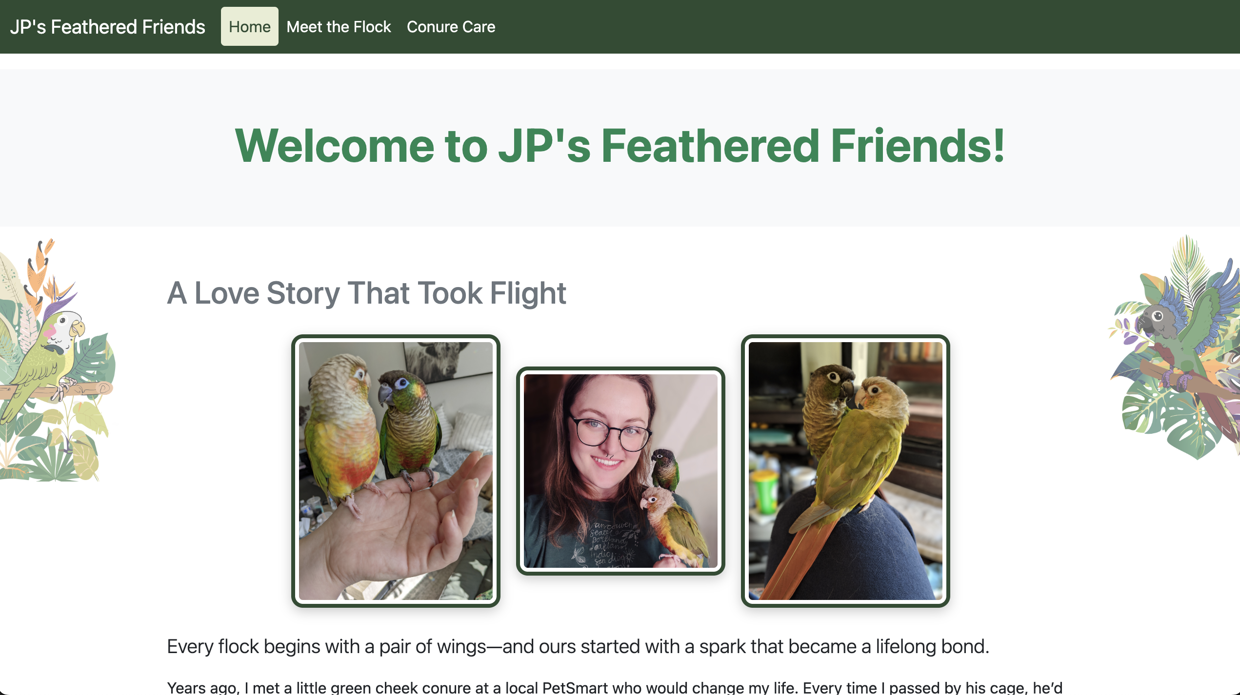 JPs Feathered Friends Aviary Website